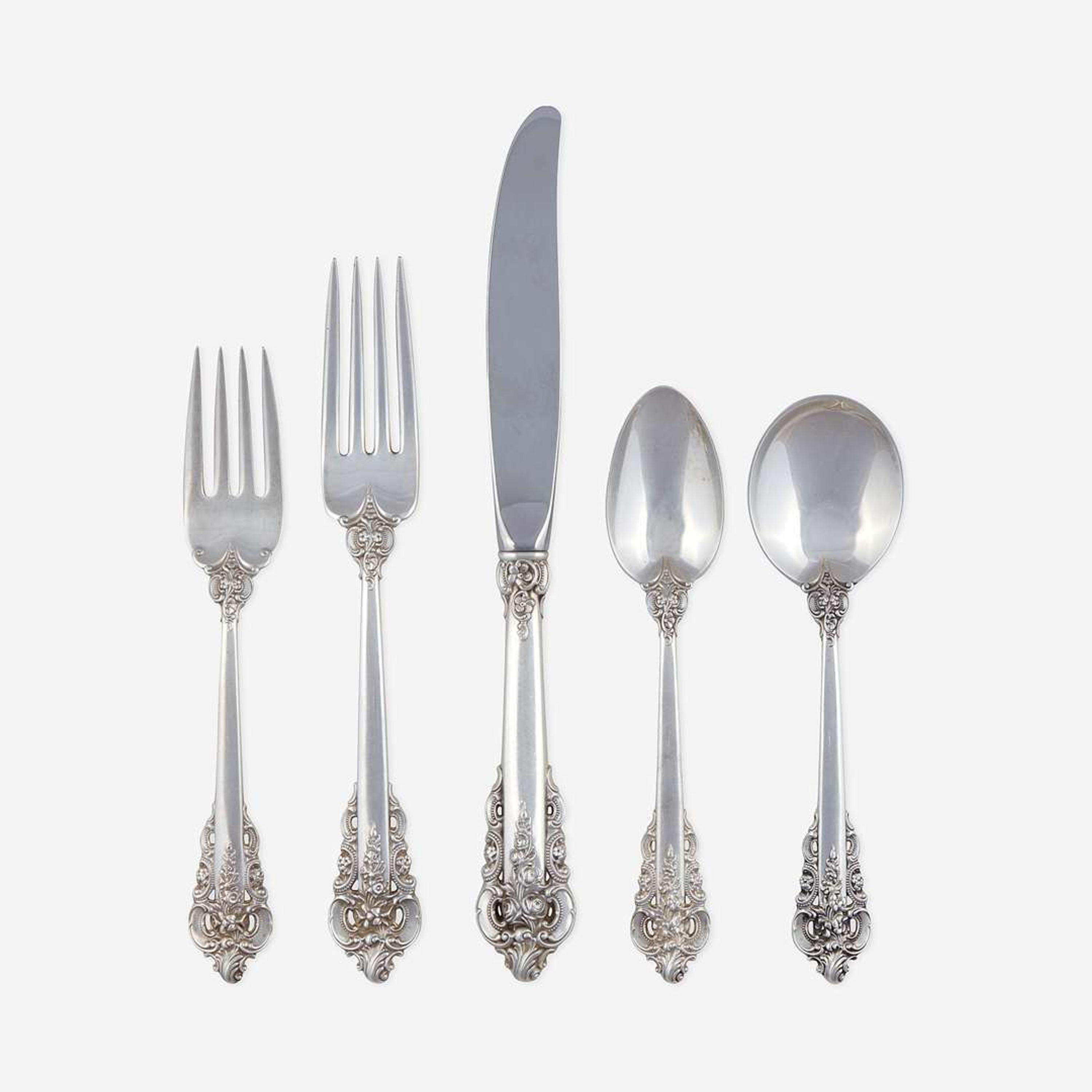 An American Sterling Silver Six-Piece Flatware Service for Twelve Wallace Silversmiths, Wallingford, CT, design 1941