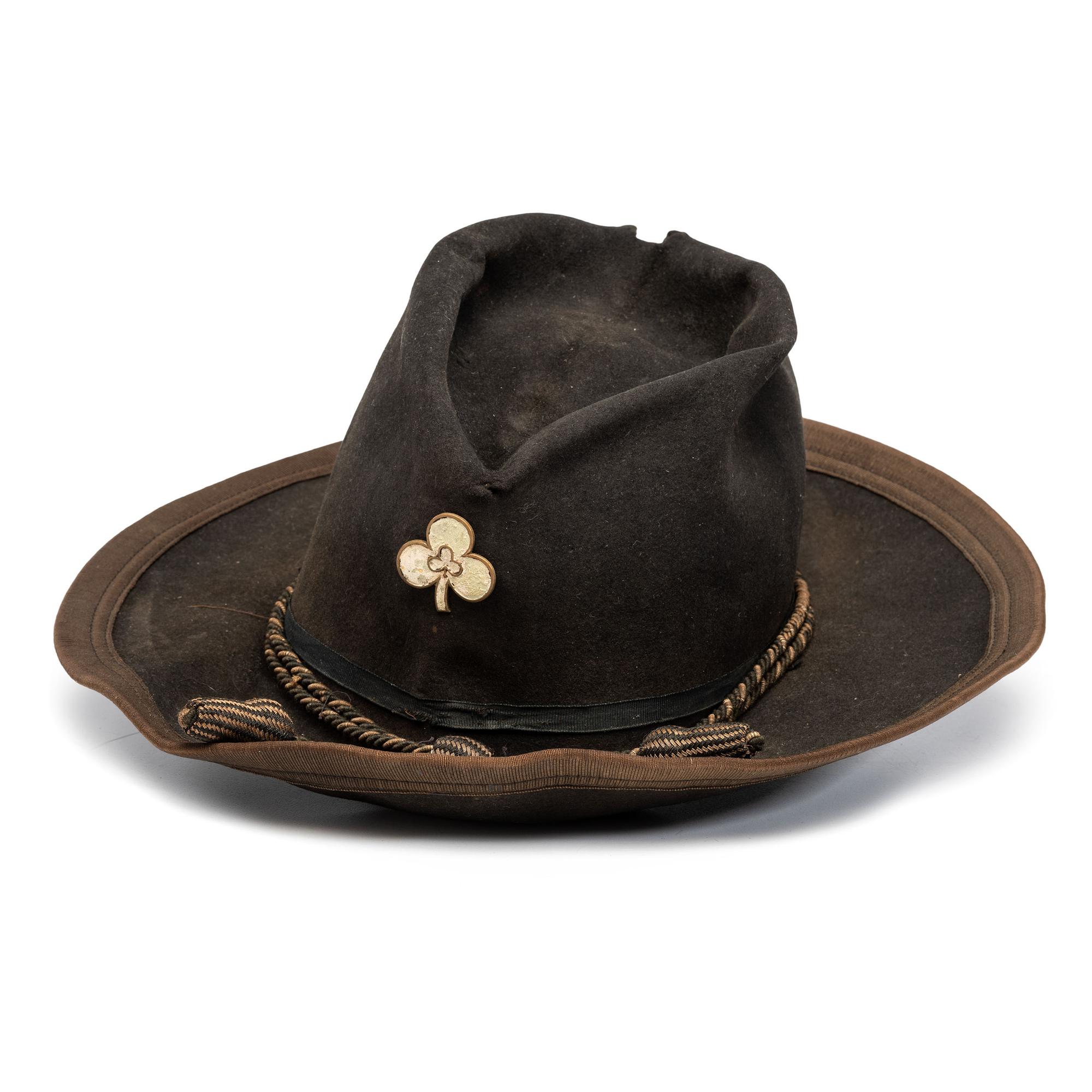 Two Army slouch hats identified to Captain Charles E. Nash, Company F, 19th Maine Infantry.