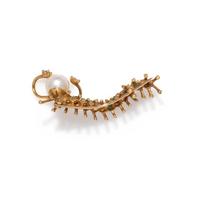 PIERRE TOURAINE, EMERALD, CULTURED PEARL AND DIAMOND CATERPILLAR BROOCH