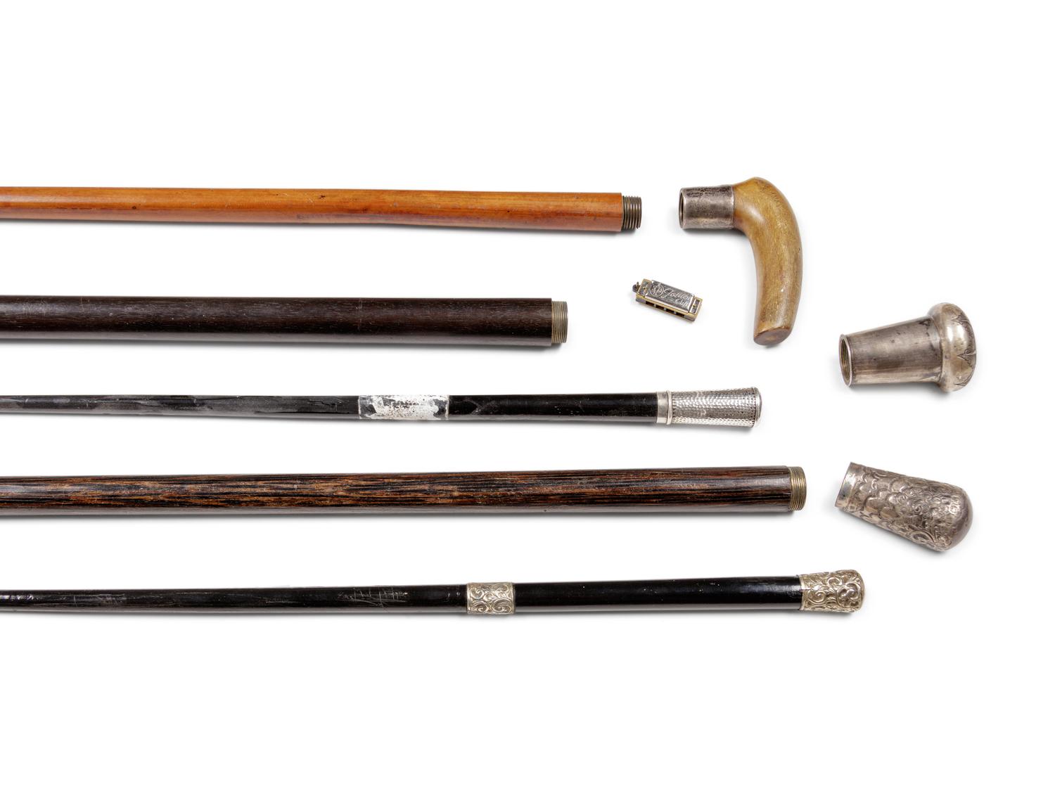 Three European Music System Walking Sticks