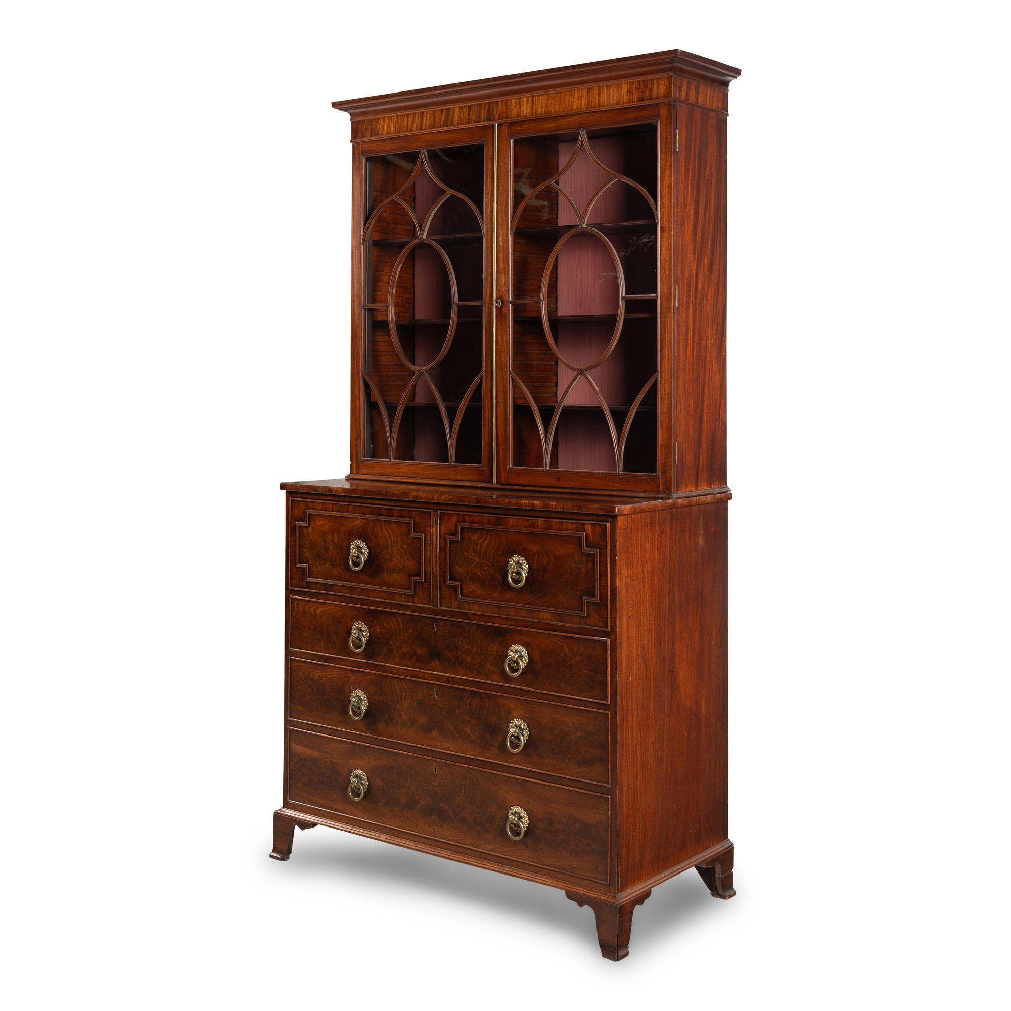 A George III Mahogany Bureau Cabinet