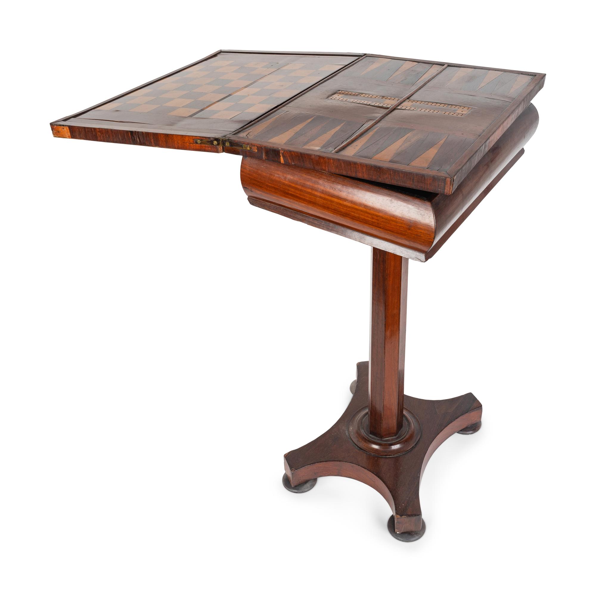 A Continental Inlaid Rosewood Flip-Top Games Table — 19TH CENTURY