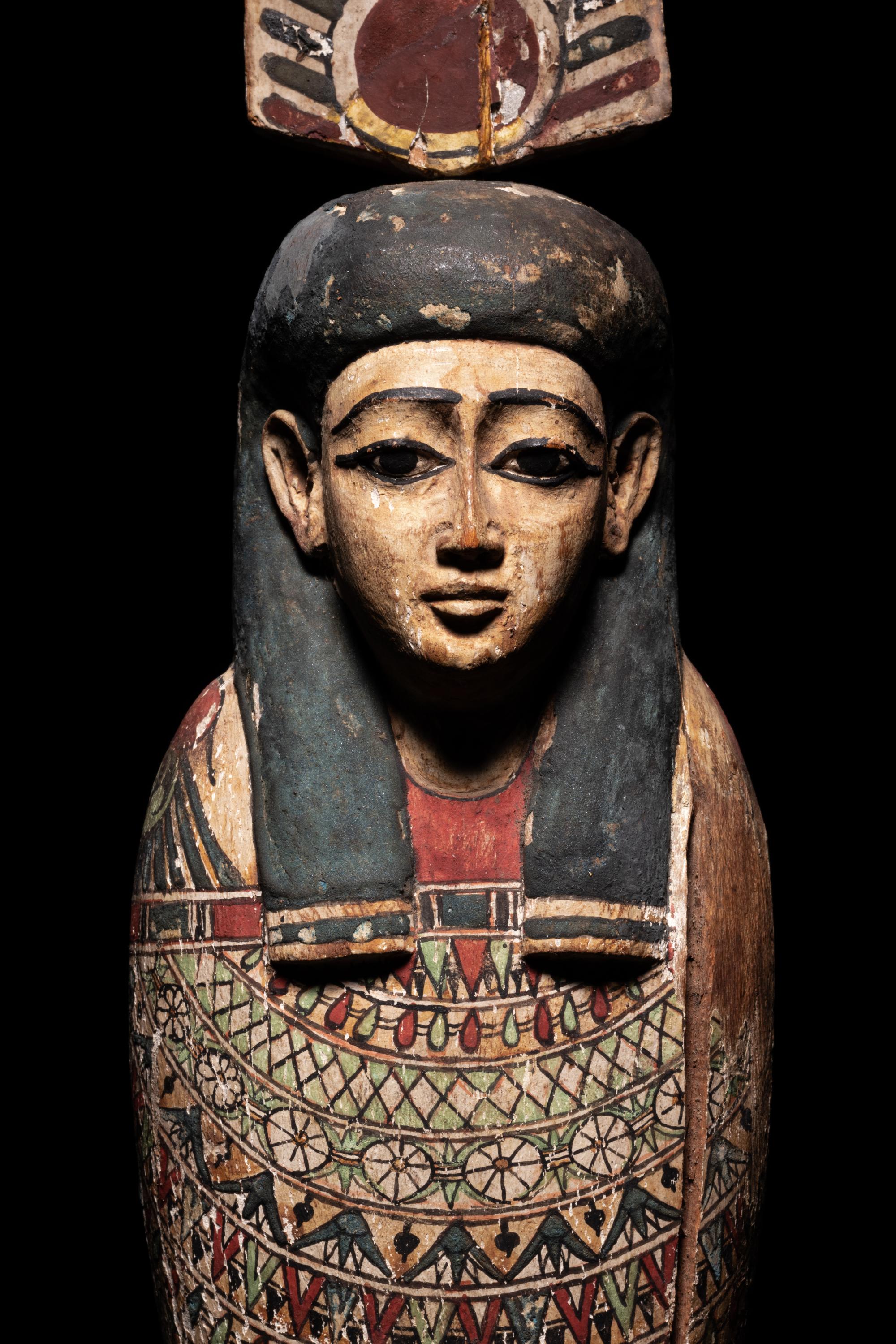 An Egyptian Painted Wood Ptah-Sokar-Osiris