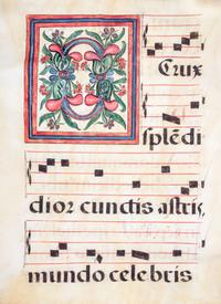 (ILLUMINATED MANUSCRIPT) Two antiphonal leaves, on vellum