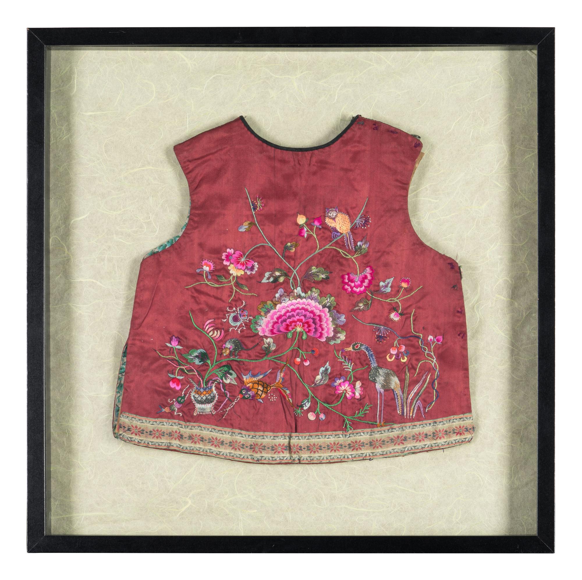Two Chinese Embroidered Silk Articles
