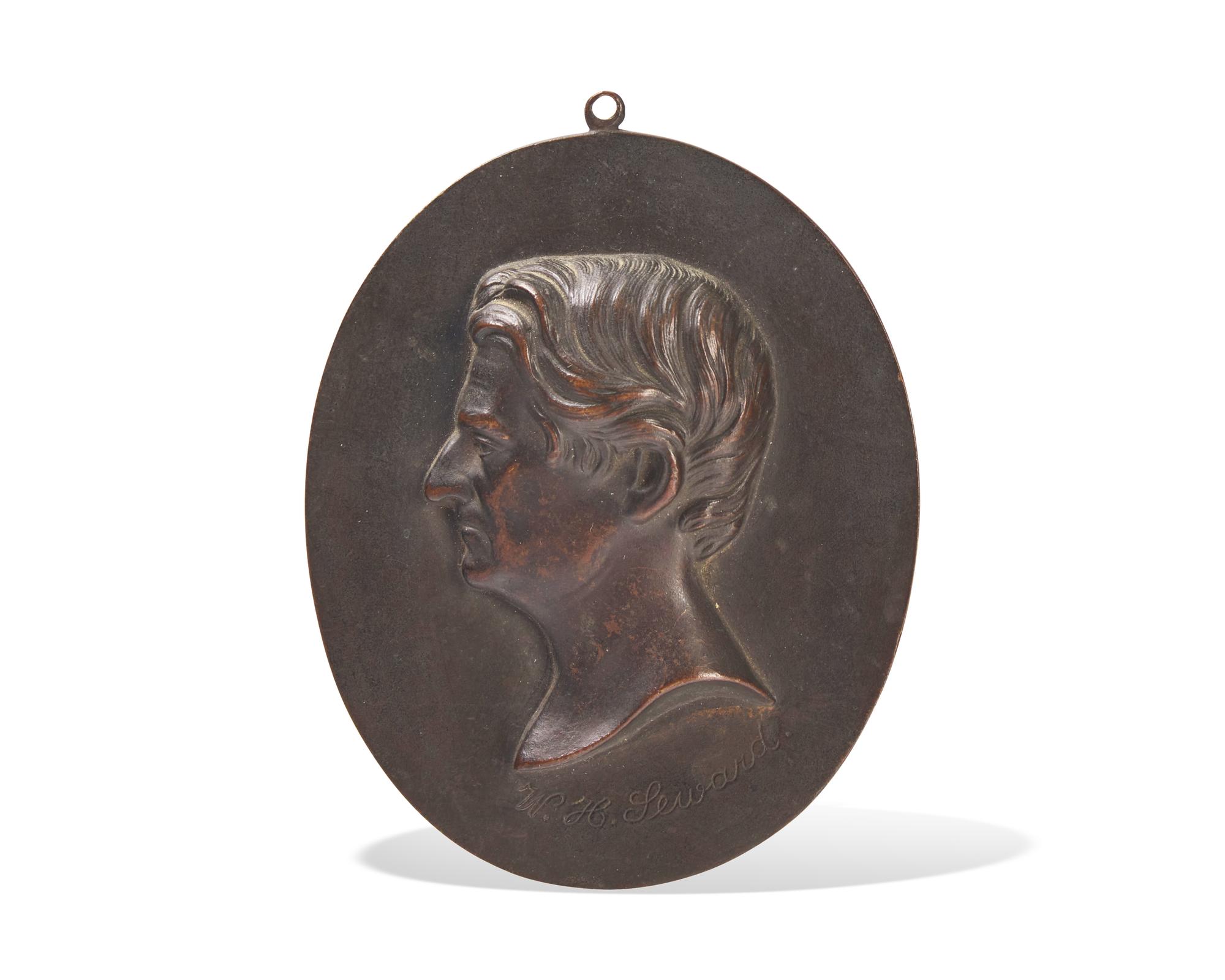 American School 19th Century, A Cast Bronze Profile Portrait of William H. Seward (1801-1872)