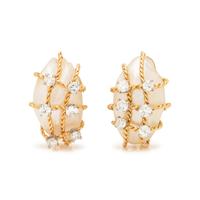 YELLOW GOLD, SHELL, AND DIAMOND EARRINGS