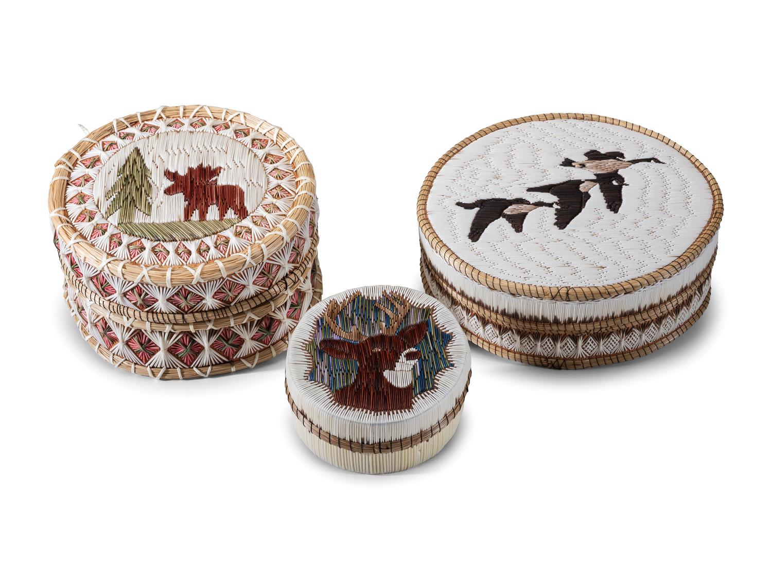 Ojibwe Quilled Birchbark Boxes