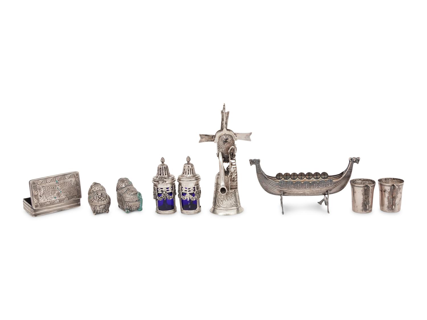 A Group of Nine Silver Table Articles