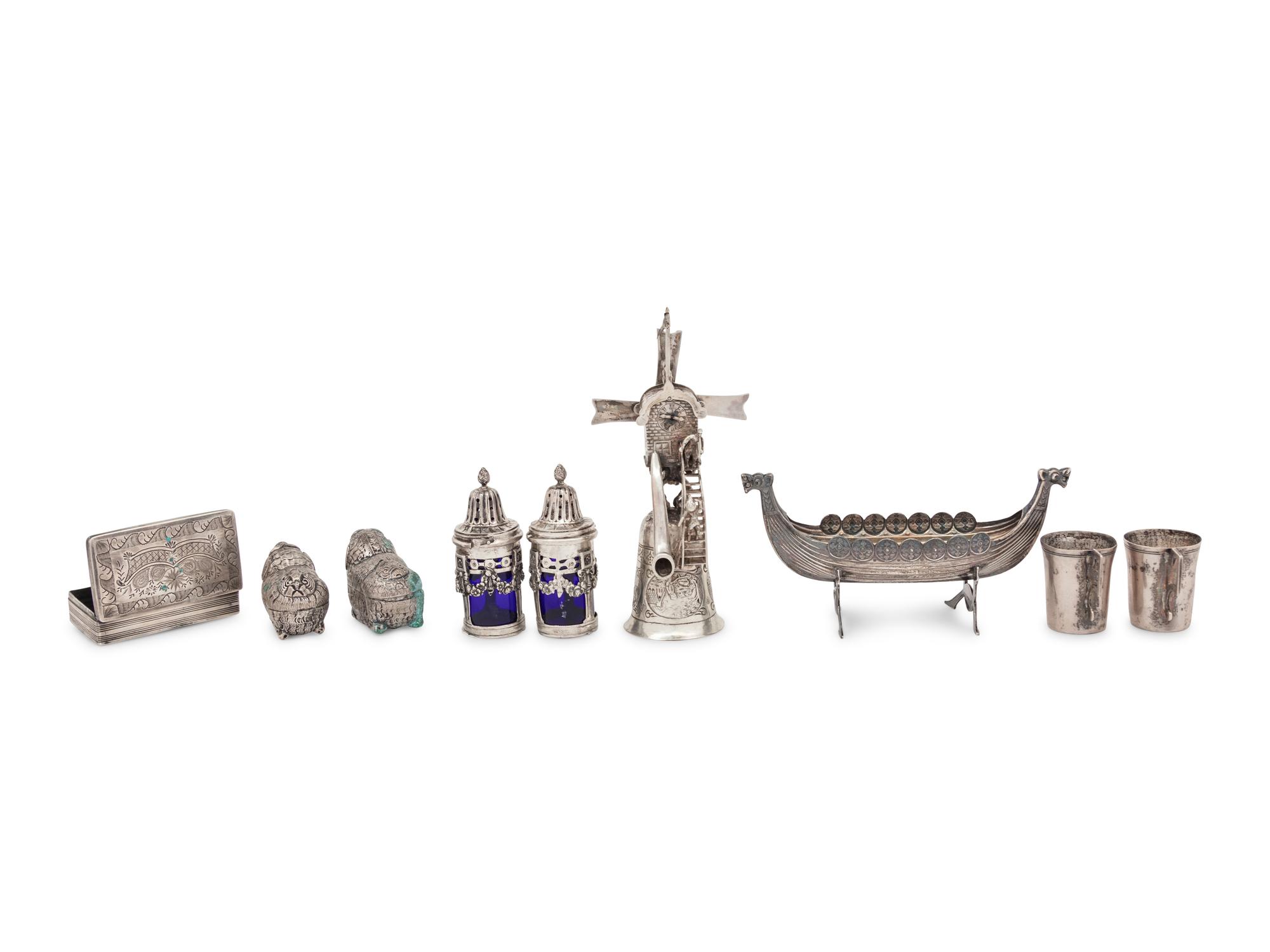 A Group of Nine Silver Table Articles