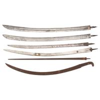 Lot of 6 Etched and Curved Indo-Persian Sword Blades