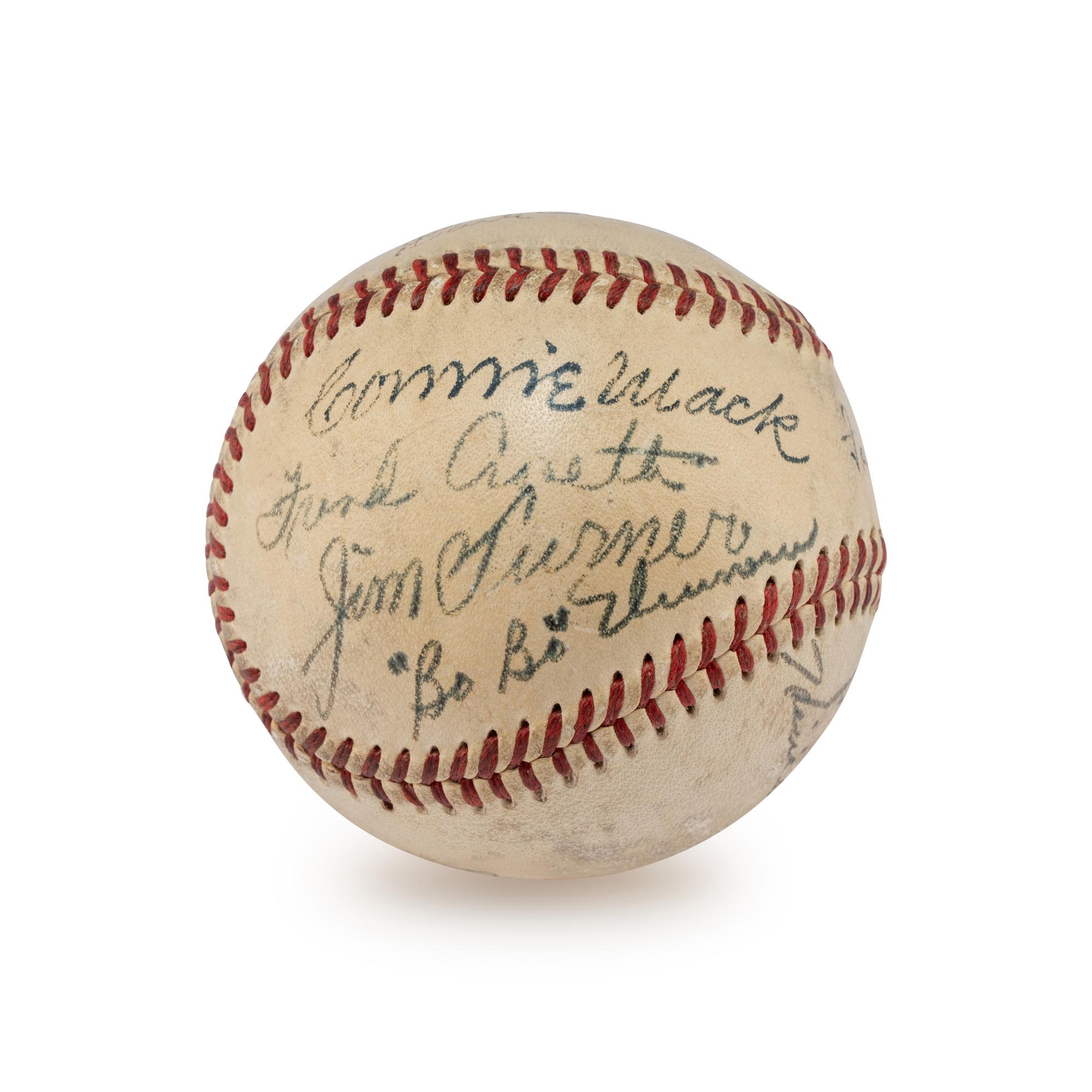 A Hall of Fame Multi Signed Autograph Baseball Including Ted Williams and Connie Mack