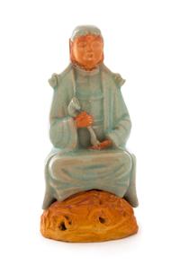 A Celadon Glazed Pottery Figure of Guanyin Height 7 3/4 inches.