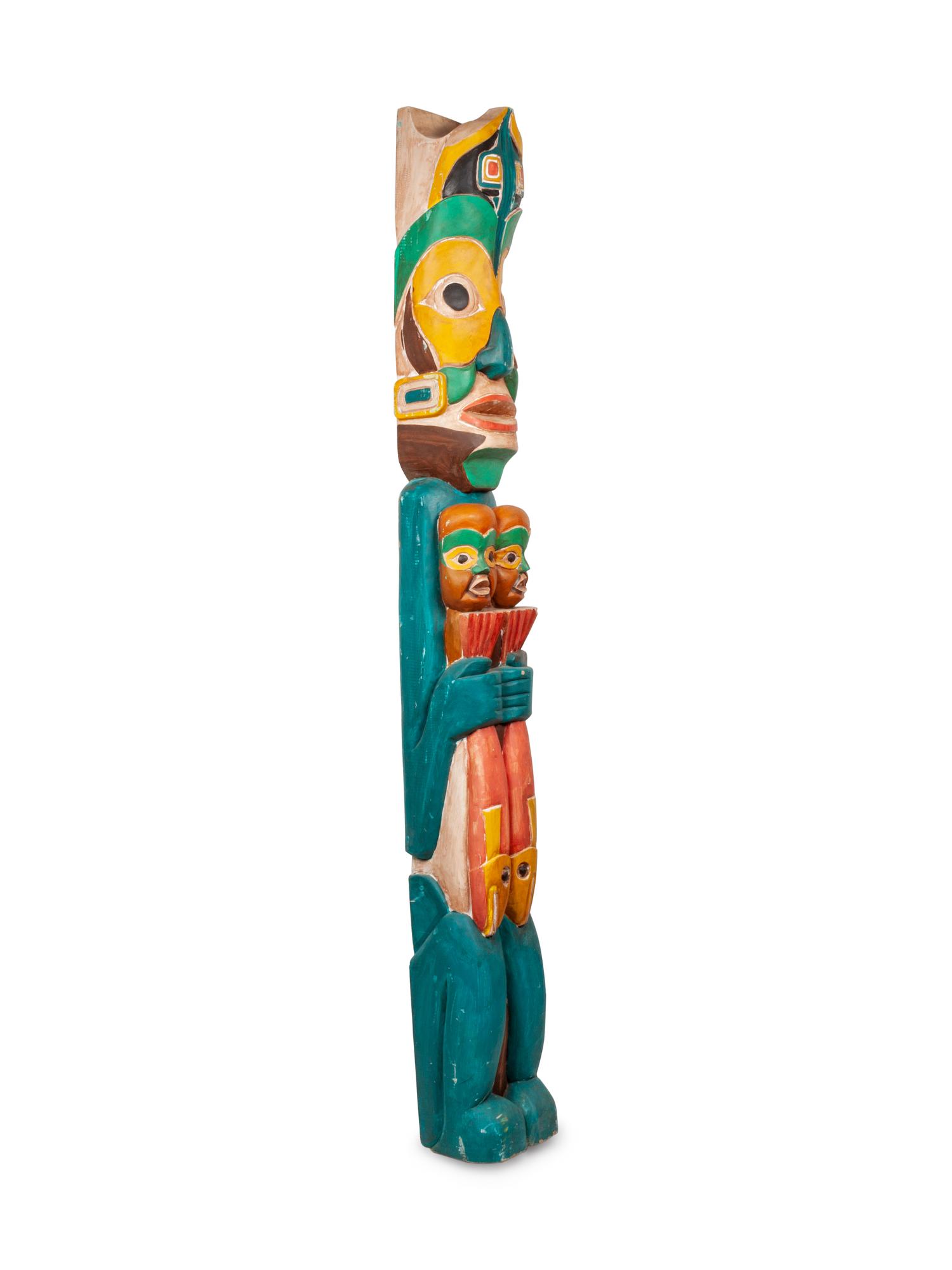 Reproduction Northwest Coast-Style Polychrome Totem Pole