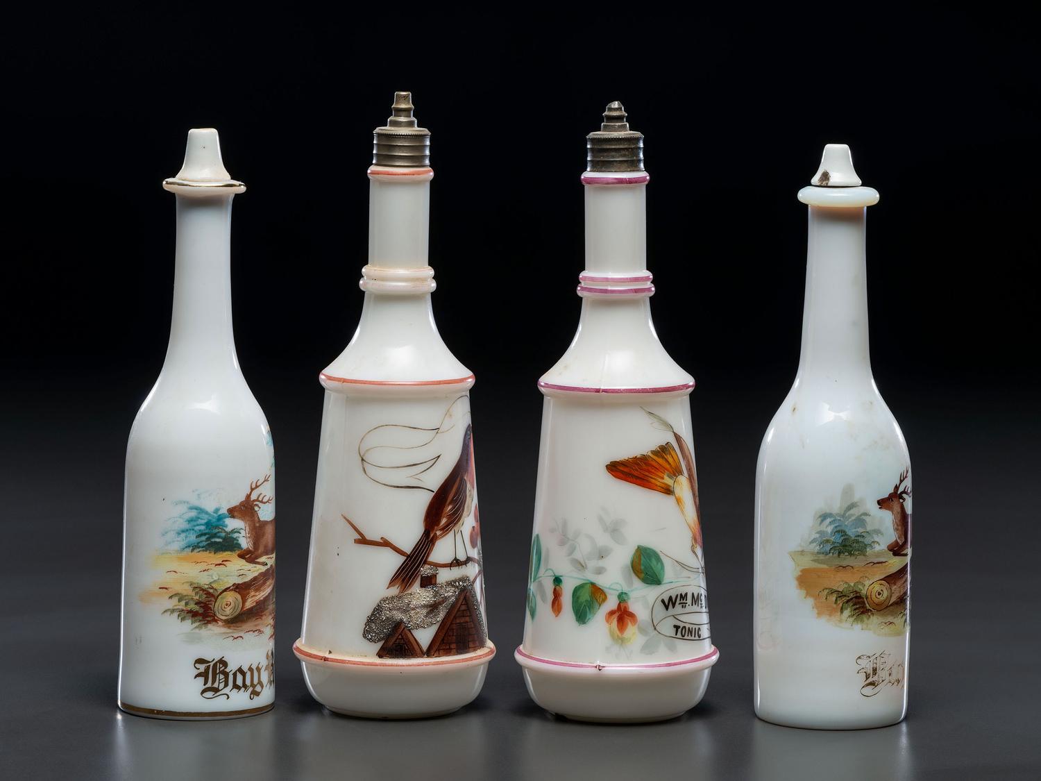 Four Milk Glass Barber Bottles