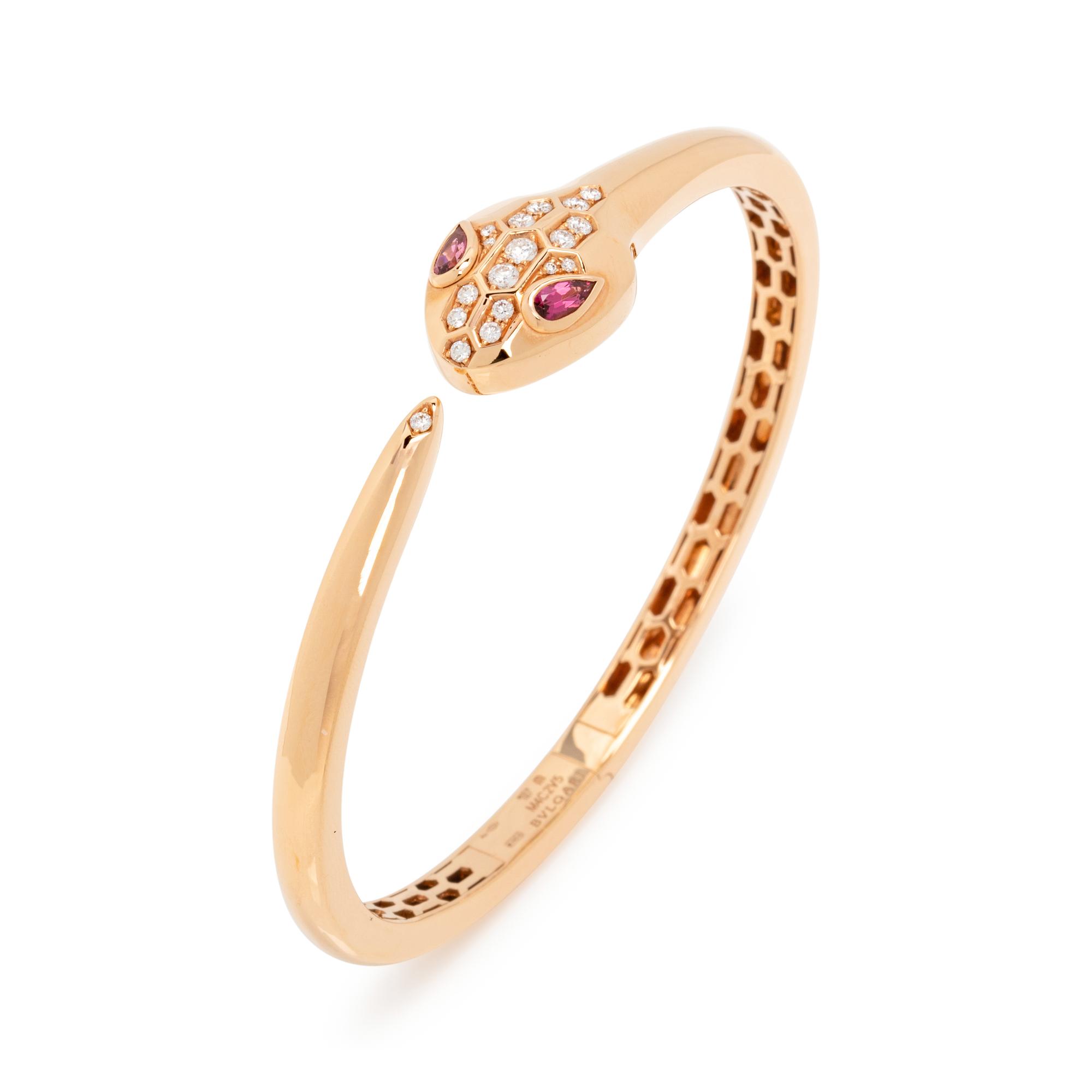BVLGARI, ROSE GOLD AND DIAMOND 'SERPENTI' BANGLE BRACELET