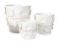 A Large Creamware Basin and Four Similar Jardinières