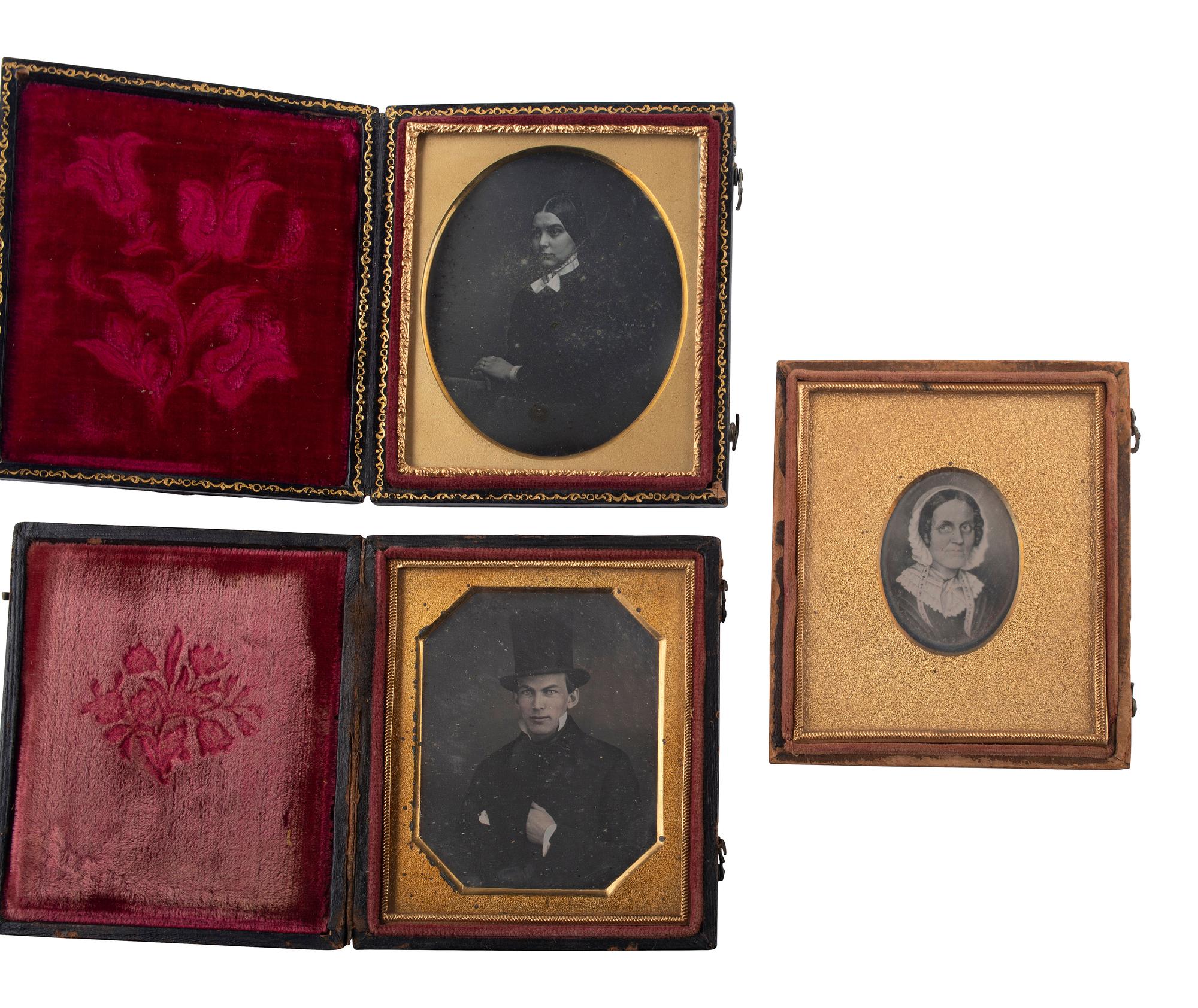 [EARLY PHOTOGRAPHY]. 23 cased images, incl. daguerreotype, ambrotype, and tintype portraits