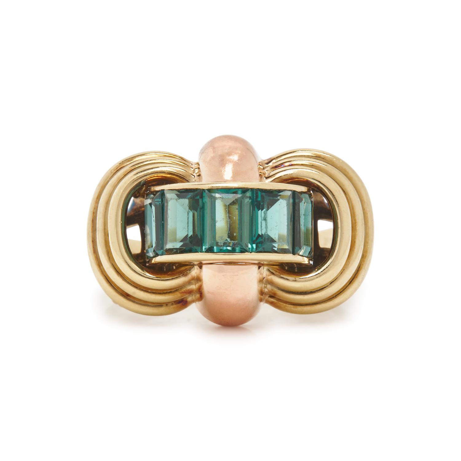 RETRO, BICOLOR GOLD AND TOURMALINE RING