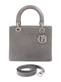 Christian Dior Gray Scalloped Leather Lady Dior Bag, 2007
