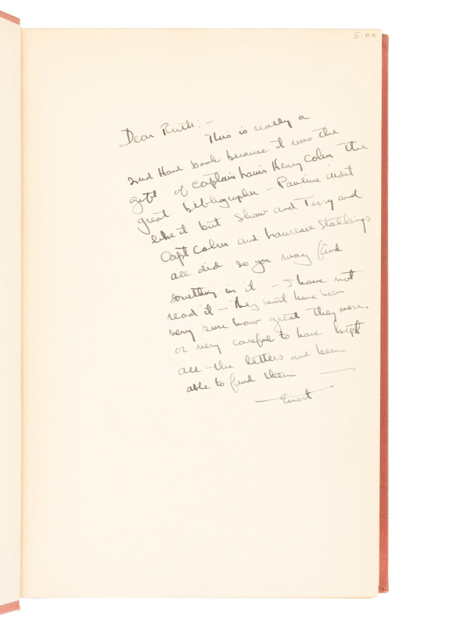 [HEMINGWAY, Ernest (1899-1961)]. ST. JOHN, Christopher, editor. Ellen Terry and Bernard Shaw: A Correspondence. New York: G.P. Putnam's Sons, 1931.