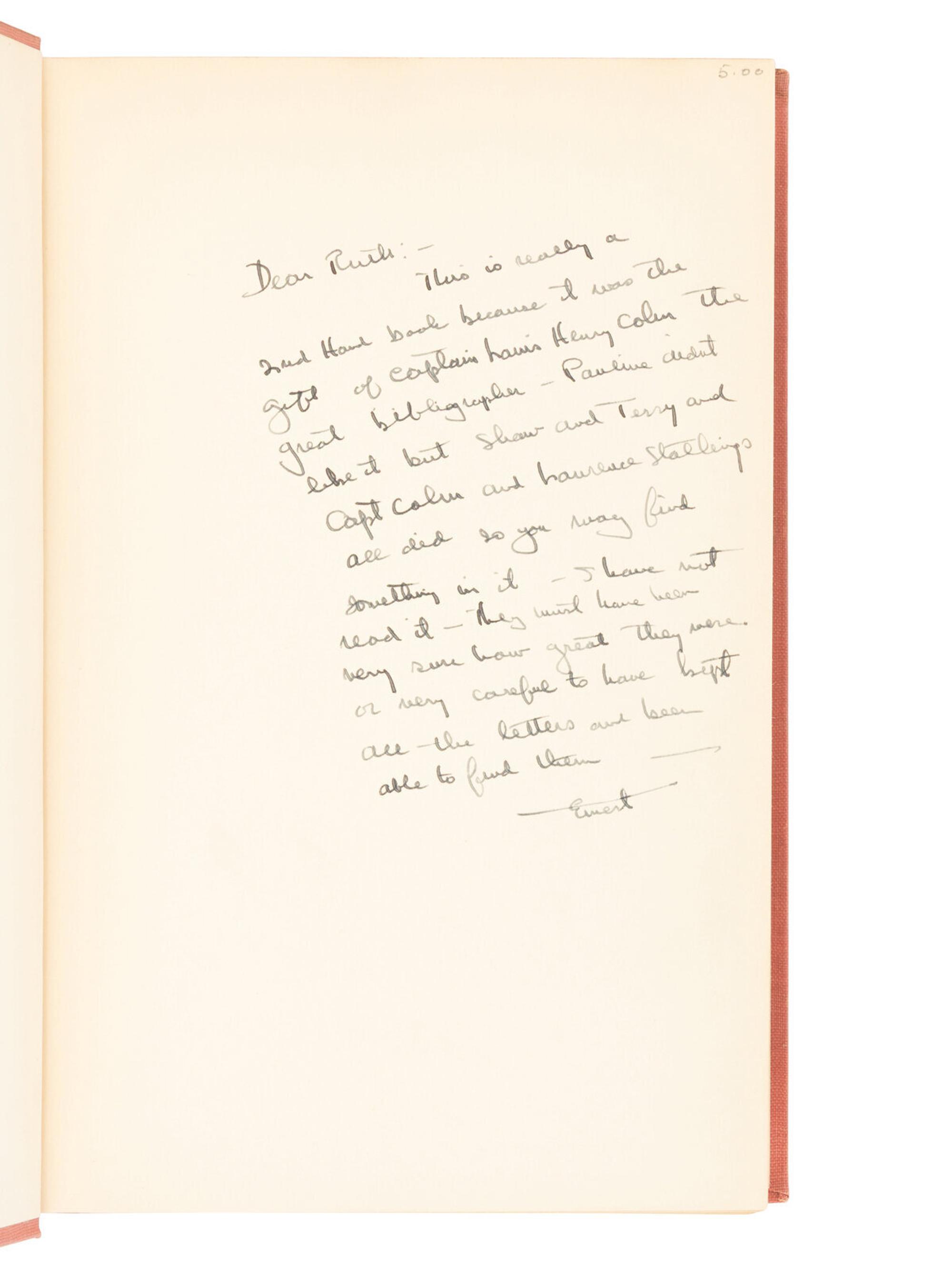 [HEMINGWAY, Ernest (1899-1961)]. ST. JOHN, Christopher, editor. Ellen Terry and Bernard Shaw: A Correspondence. New York: G.P. Putnam's Sons, 1931.