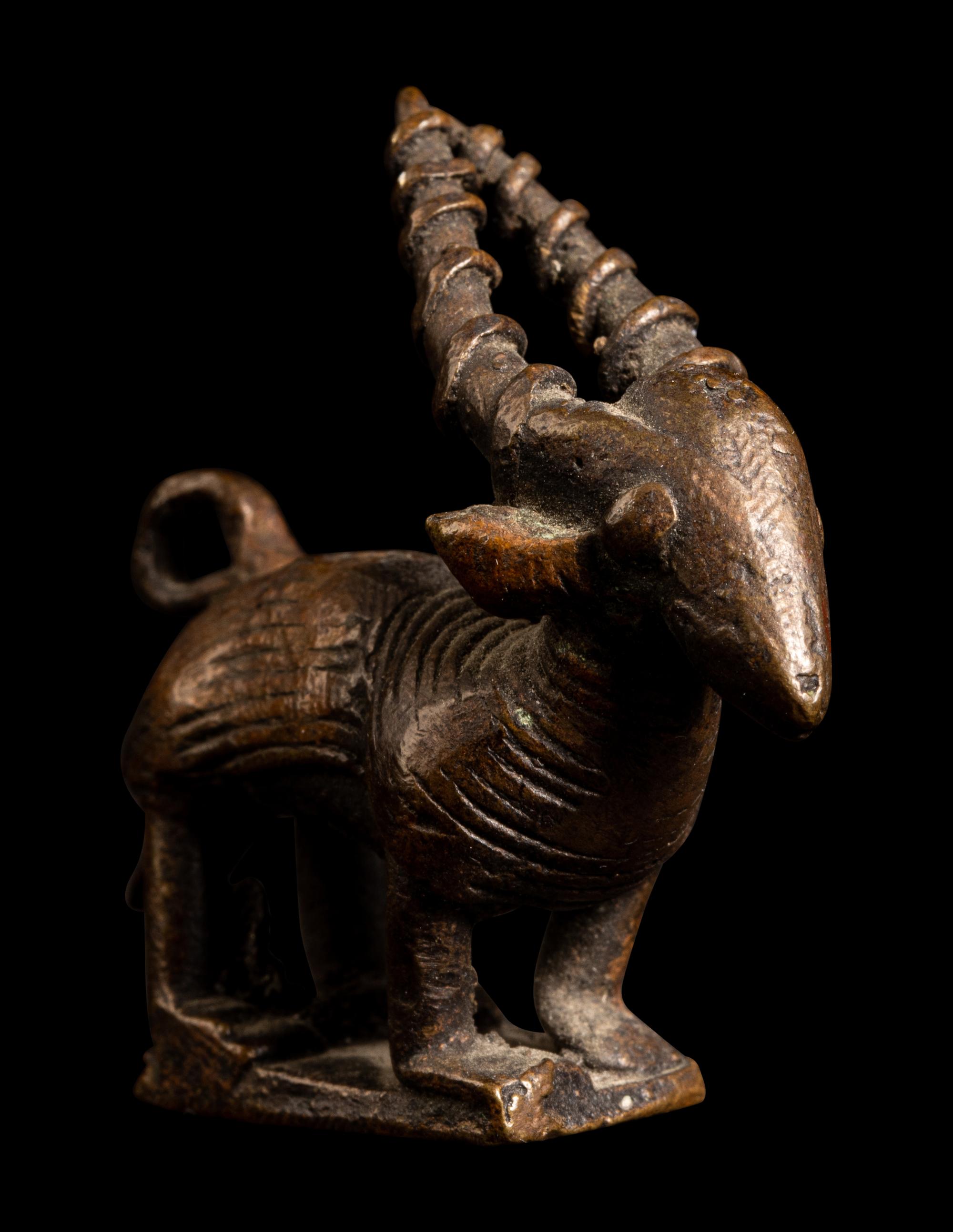 A Bamana or Ashanti Bronze Antelope (Chiwara)