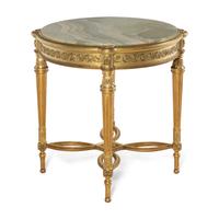 A Louis XVI Style Giltwood and Onyx Top Occasional Table