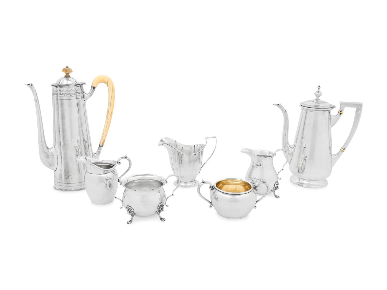 A Group of Seven American Silver Coffee Service Articles