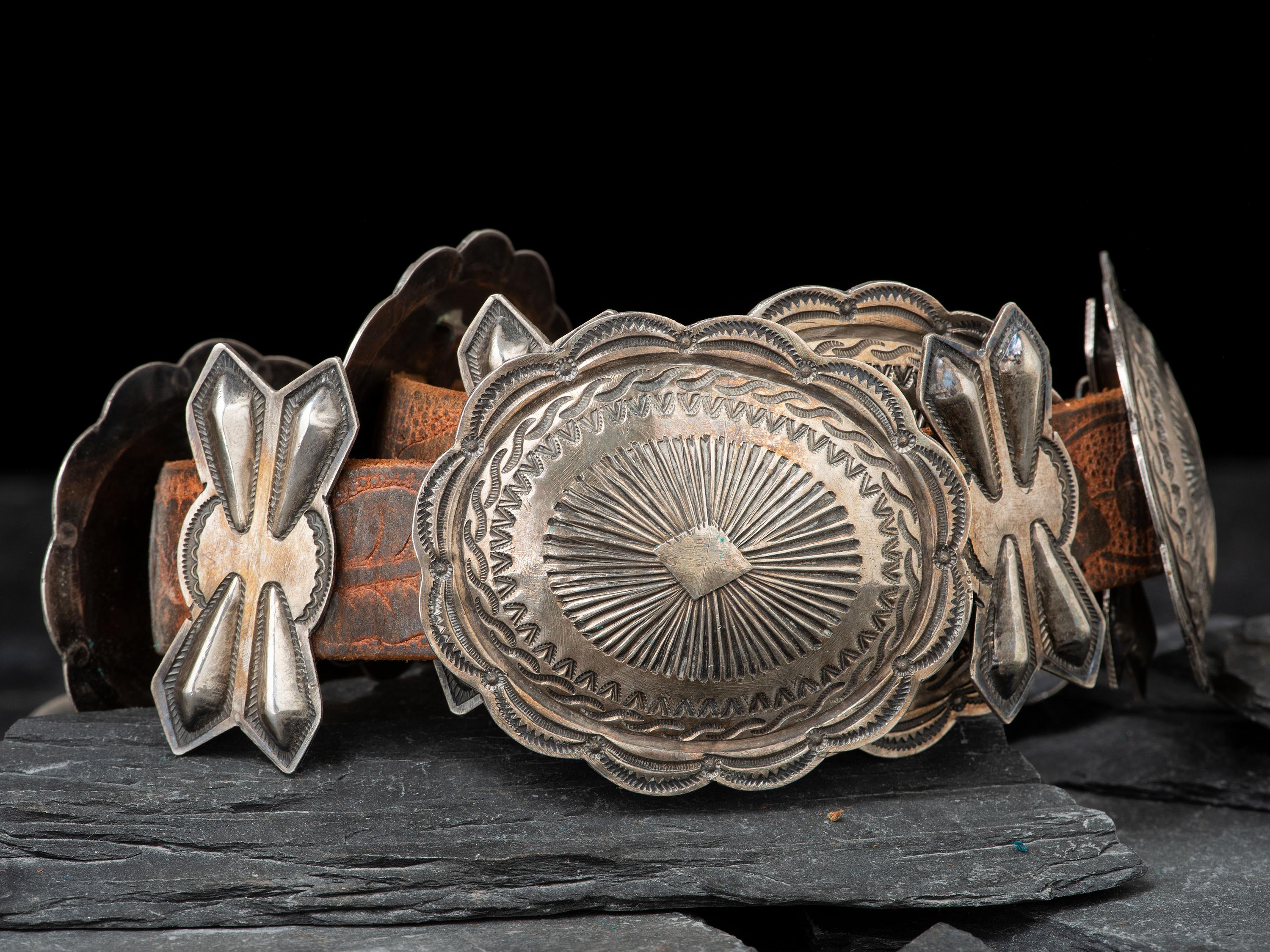 Navajo Silver Concha Belt