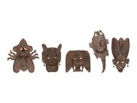 Five Mexican Copper Festival Masks