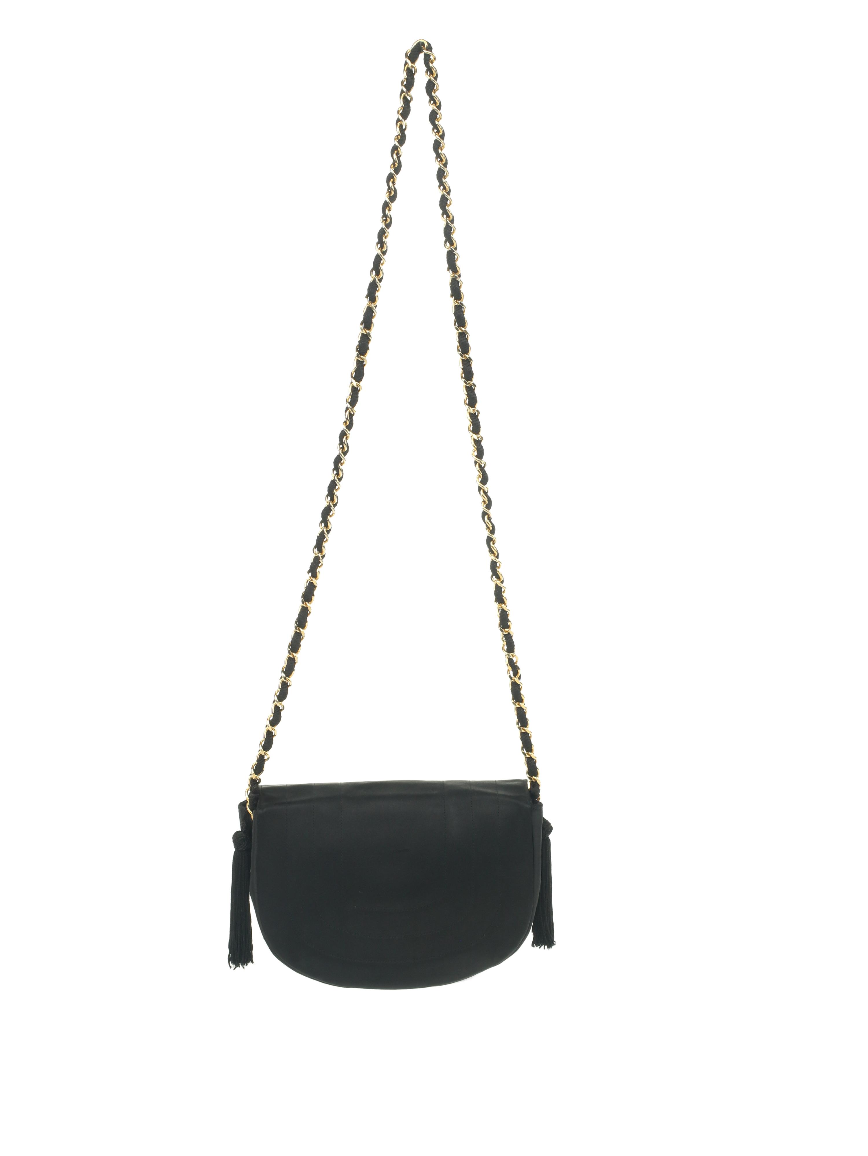 Chanel Black Silk Rounded Flap Bag