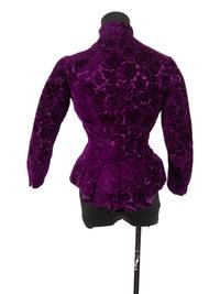 Three Velvet Pieces: One Two-Piece Dress Ensemble with Lace Collar, One Bodice, 1880s