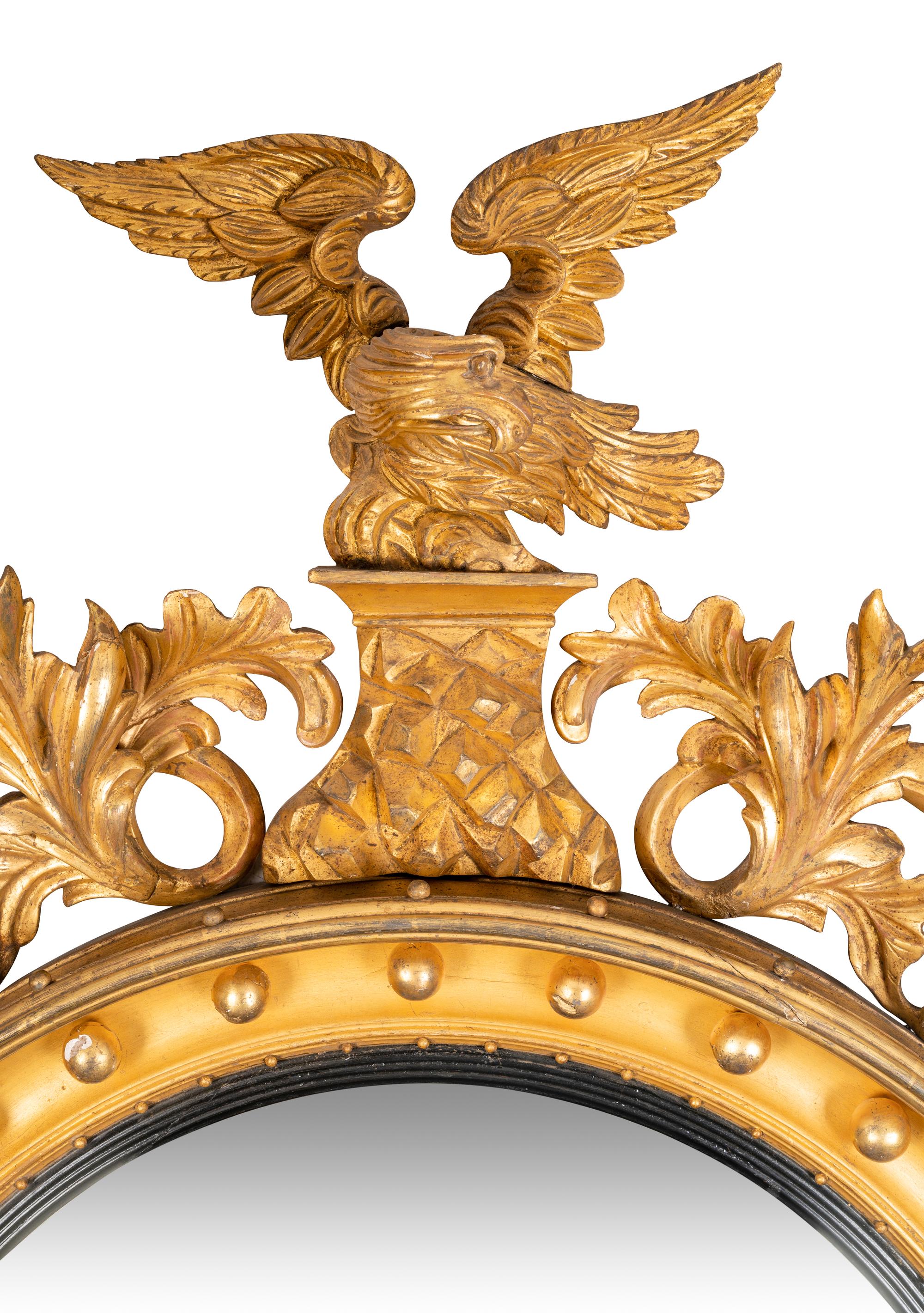 A Regency Giltwood Convex Mirror