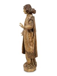 A Continental Carved Polychrome and Gilt Wood Figure