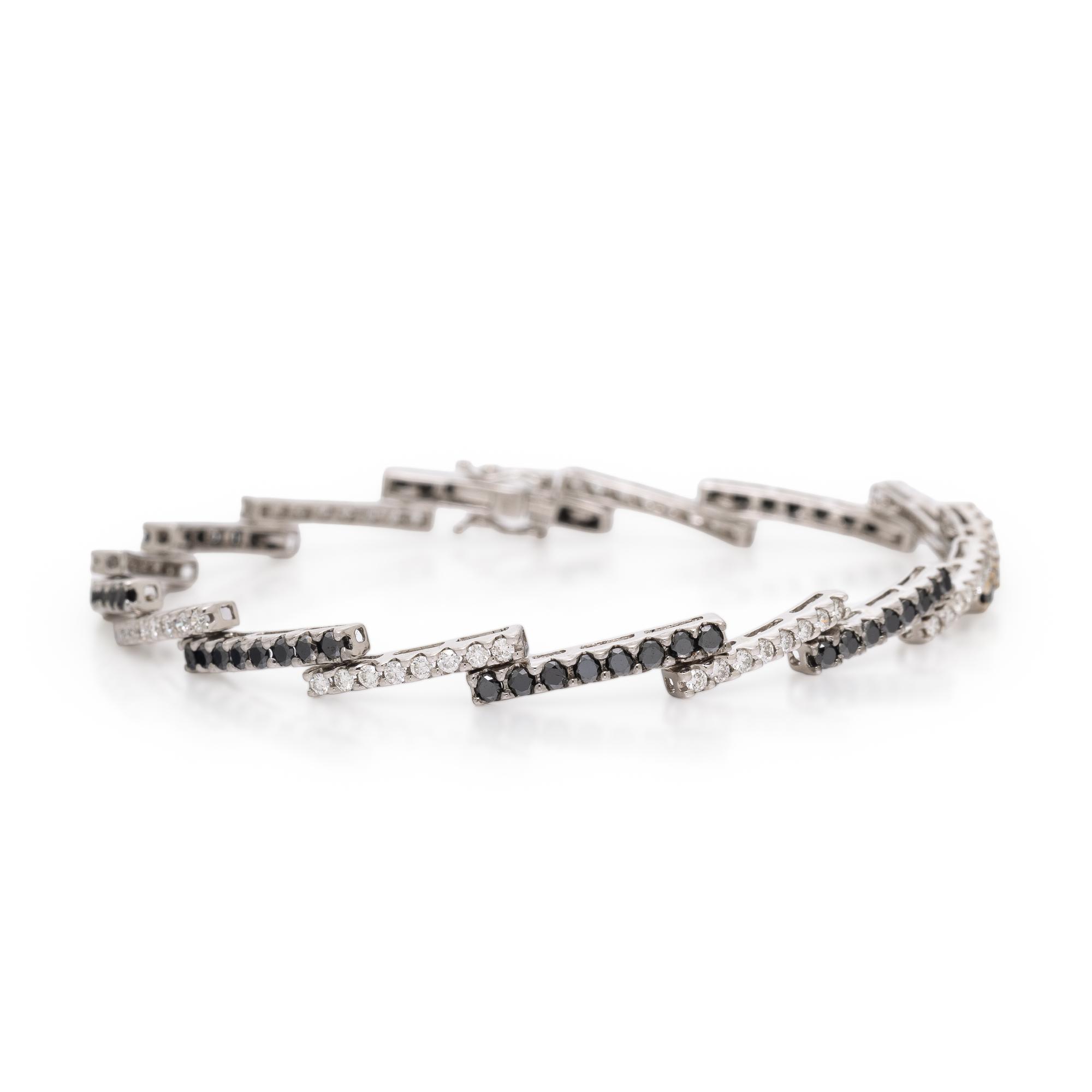 Diamond, Black Diamond, and White Gold Bracelet