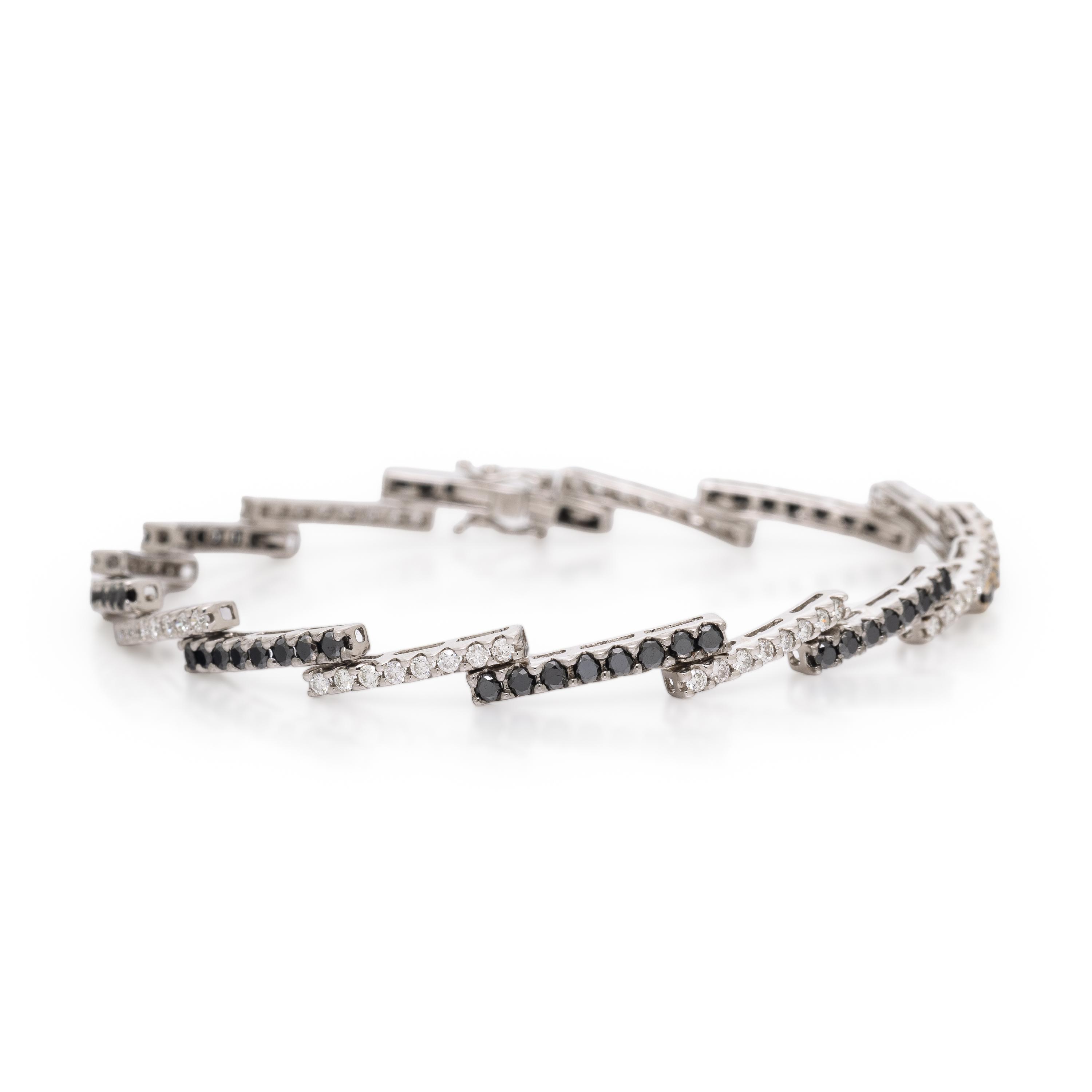 Diamond, Black Diamond, and White Gold Bracelet