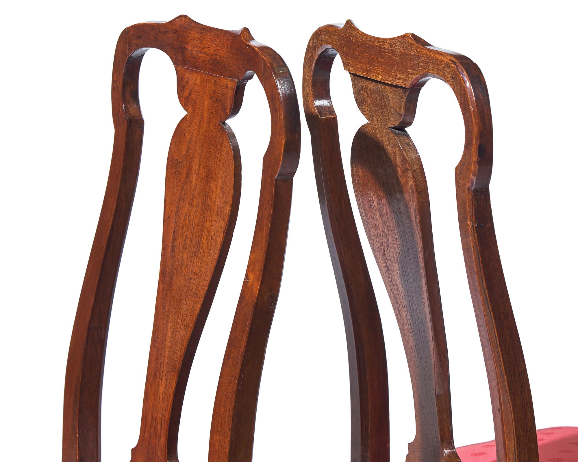 The Eddy Family Set of Six Queen Anne Walnut Compass-Seat Side Chairs