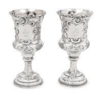 Two American Silver Repoussé Goblets