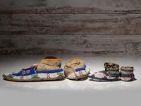 Sioux Beaded Hide Moccasins, with Fully Beaded Child's Pair