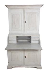 A Swedish White-Painted Secretary Bookcase Height 74 1/2 x width 44 1/4 x depth 21 1/4 inches. — LATE 19TH/EARLY 20TH CENTURY