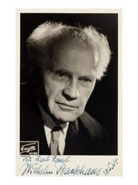 [20TH-CENTURY CONDUCTORS, COMPOSERS, AND MUSICIANS]. A group of 6 photographs or photographic postcards of conductors, composers, and musicians from the 20th century, most signed and inscribed, comprising images of: