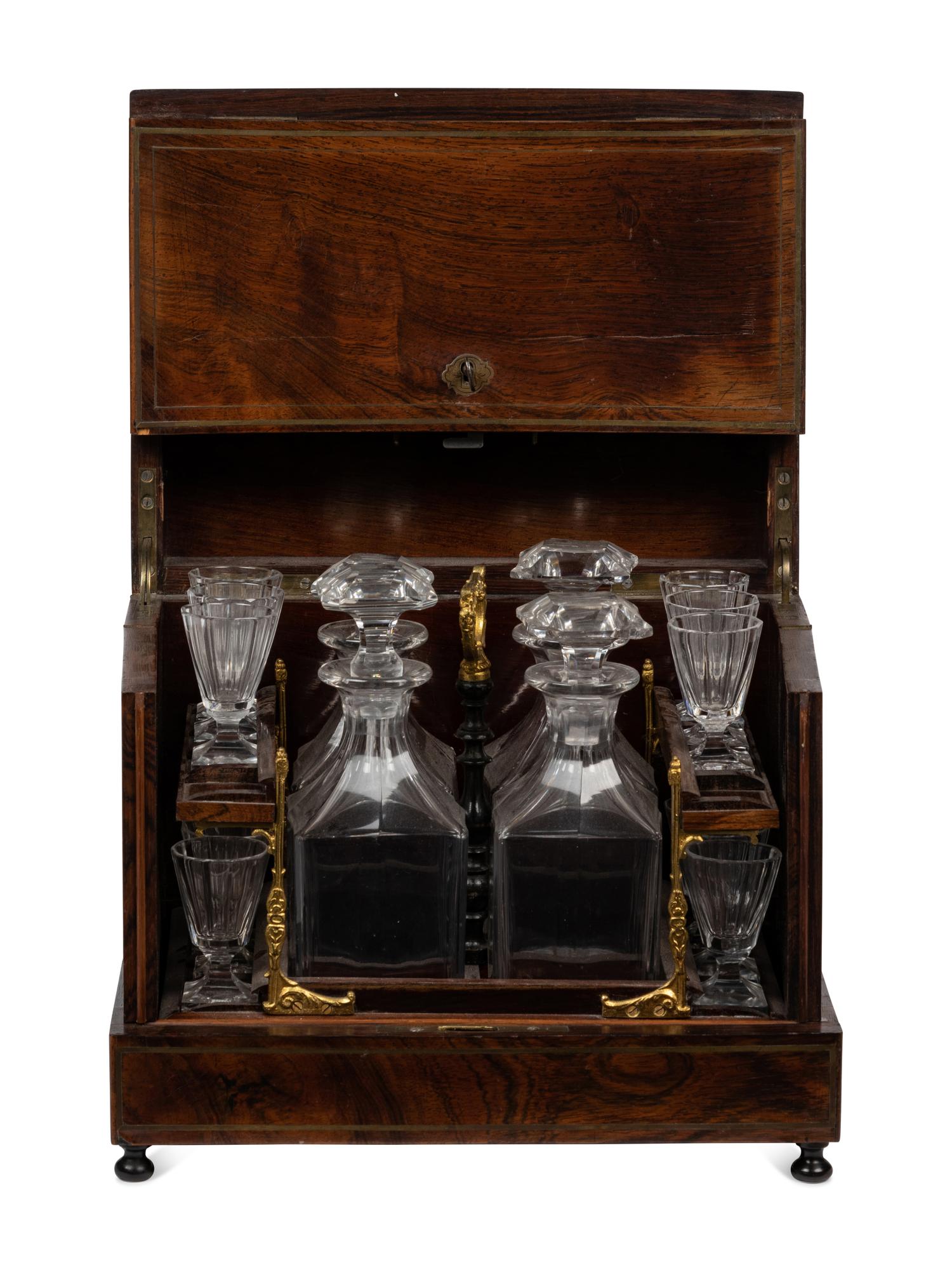 A French Mahogany and Brass Mounted Cave à Liqueur