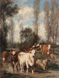 Marie Dieterle (French, 1856-1935) — Driven Cattle