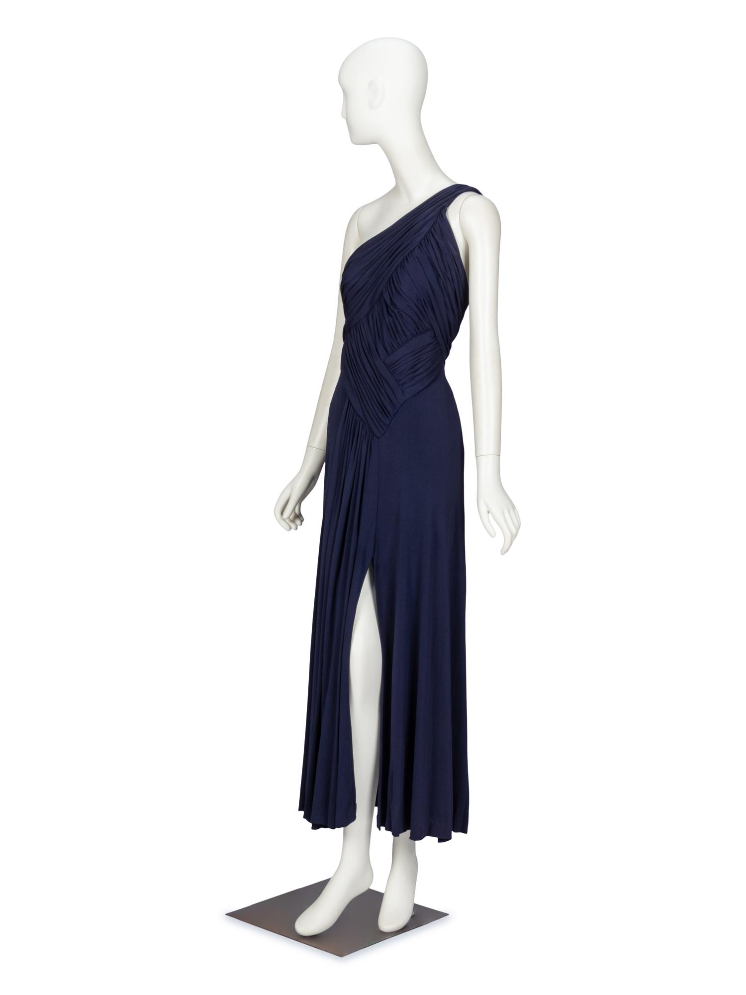 Scaasi, Navy Pleated Dress