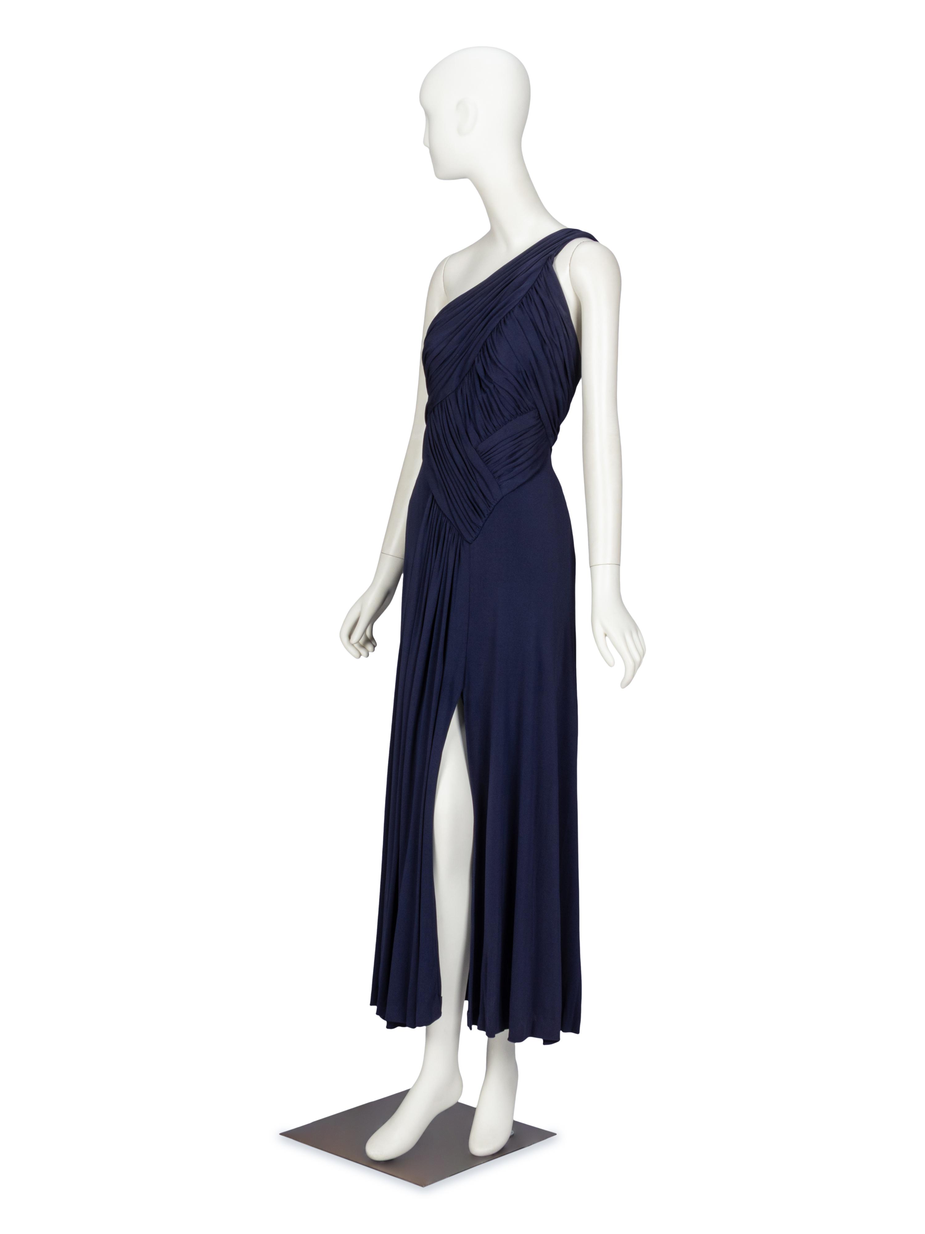 Scaasi, Navy Pleated Dress