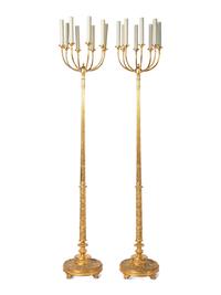 A Pair of Gilt Metal Eight-Light Torchères