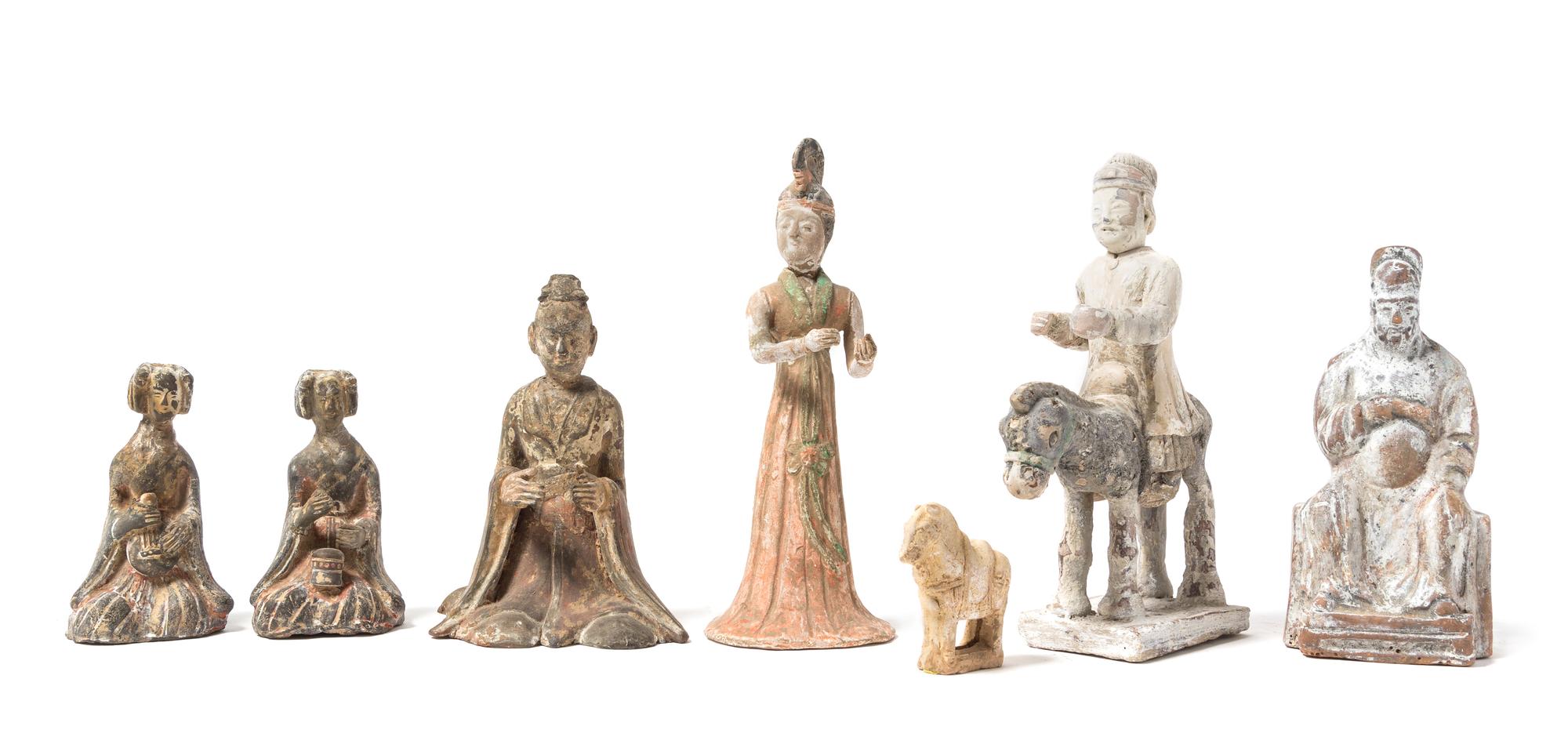 Seven Pottery Figures
