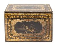 A Chinese Export Lacquer Tea Caddy