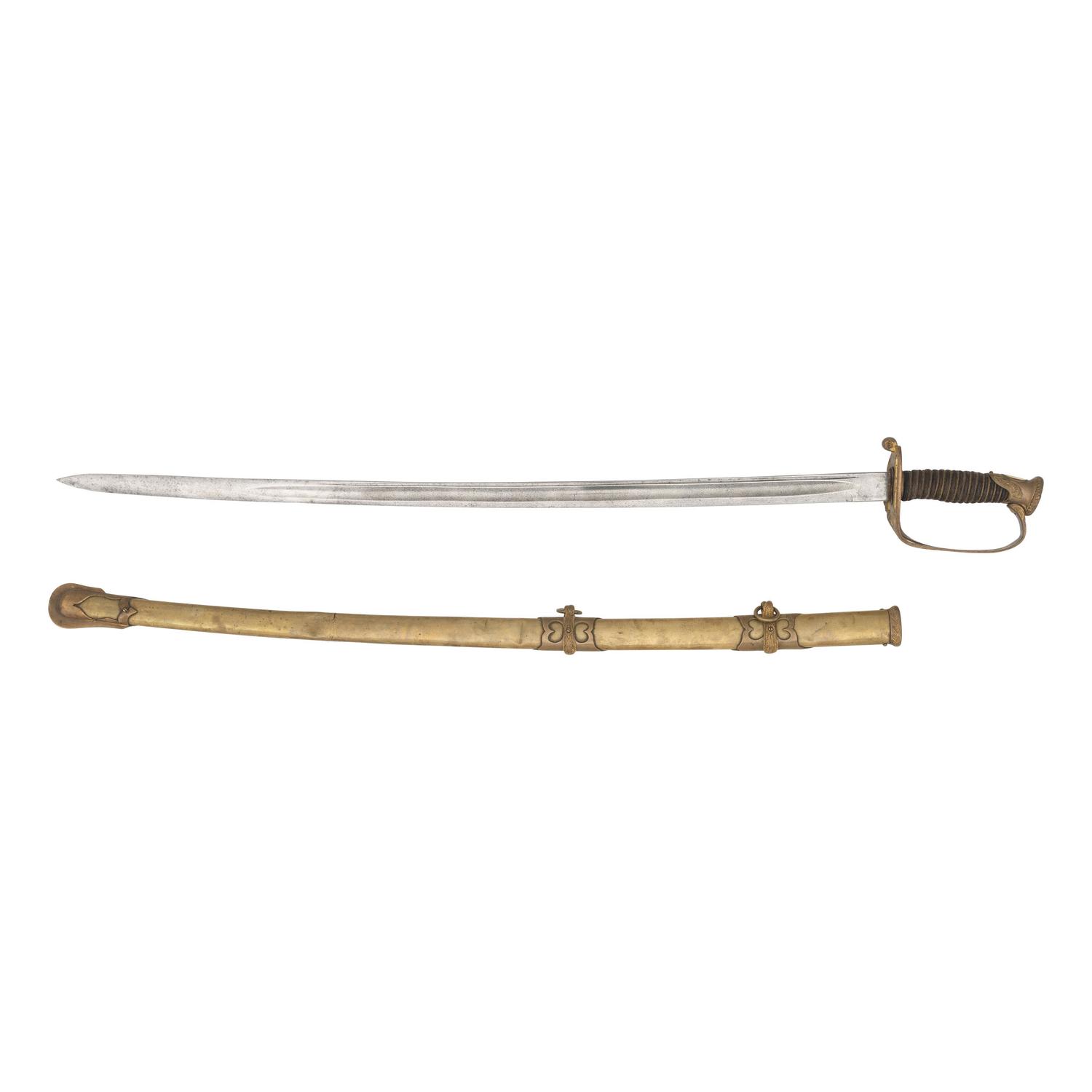 Non-Regulation Import Staff & Field Officers Sword Inscribed to Lt. Col. Andrew W. Raffen - 19th Illinois Infantry